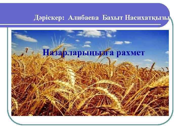 Дәріскер: Алибаева Бахыт Насихатқызы Назарларыңызға рахмет 