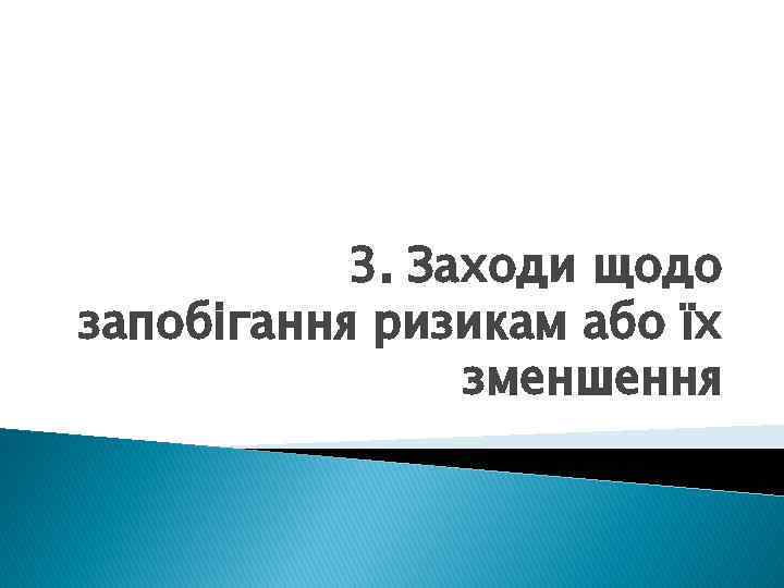 3. Заходи щодо запобігання ризикам або їх зменшення 