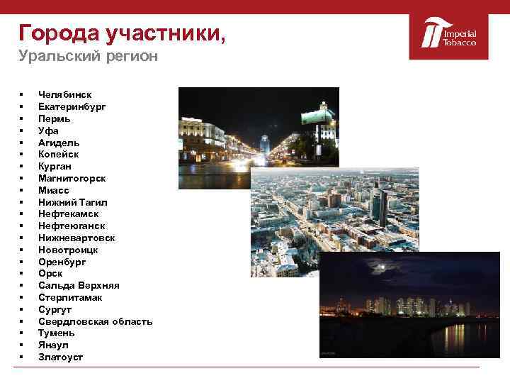 Города участники, Уральский регион § § § § § § Челябинск Екатеринбург Пермь Уфа