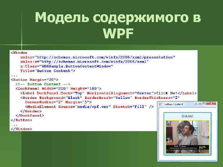 Модель содержимого в WPF 