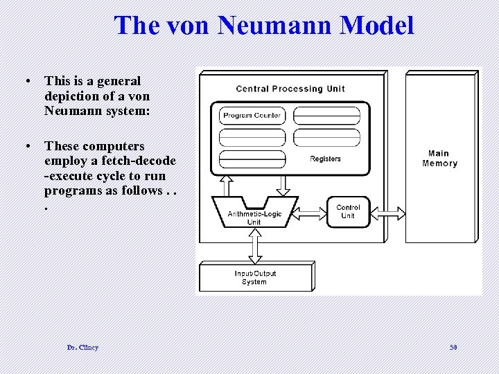 The von Neumann Model • This is a general depiction of a von Neumann