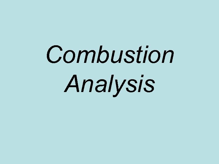 Combustion Analysis 