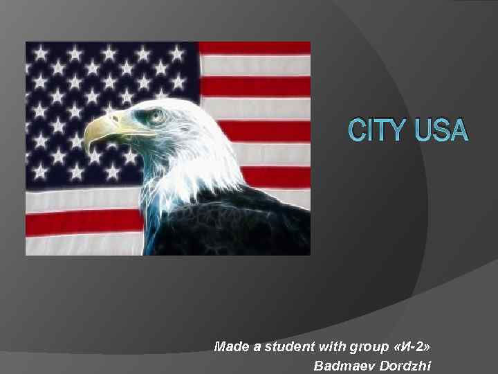 CITY USA Made a student with group «И-2» Badmaev Dordzhi 