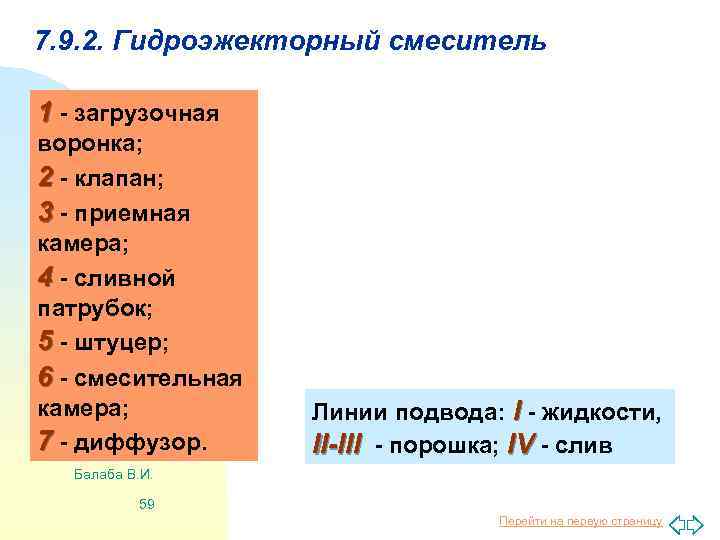 7. 9. 2. Гидроэжекторный смеситель 1 - загрузочная воронка; 2 - клапан; 3 -