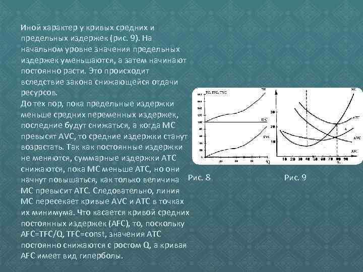 Иной характер у кривых средних и предельных издержек (рис. 9). На начальном уровне значения