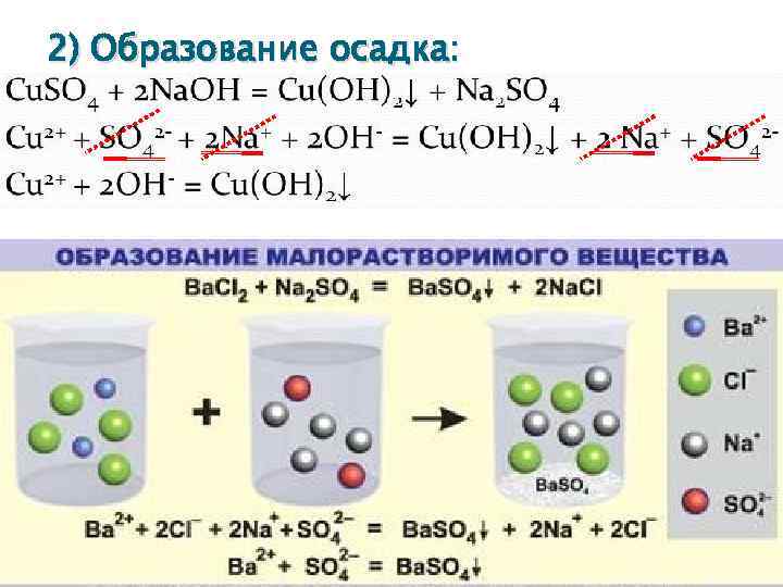 2) Образование осадка: 