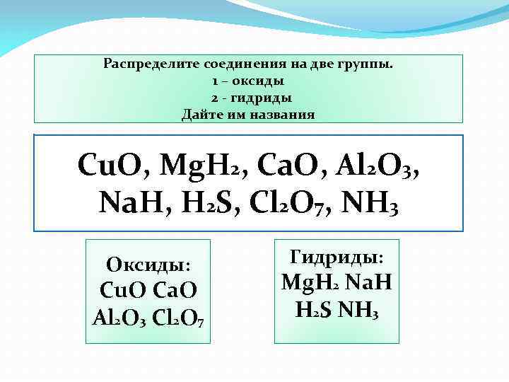 Оксиды и гидриды. Бинарные соединения летучие водородные соединения. Соединения второй группы. Оксиды и летучие соединения.