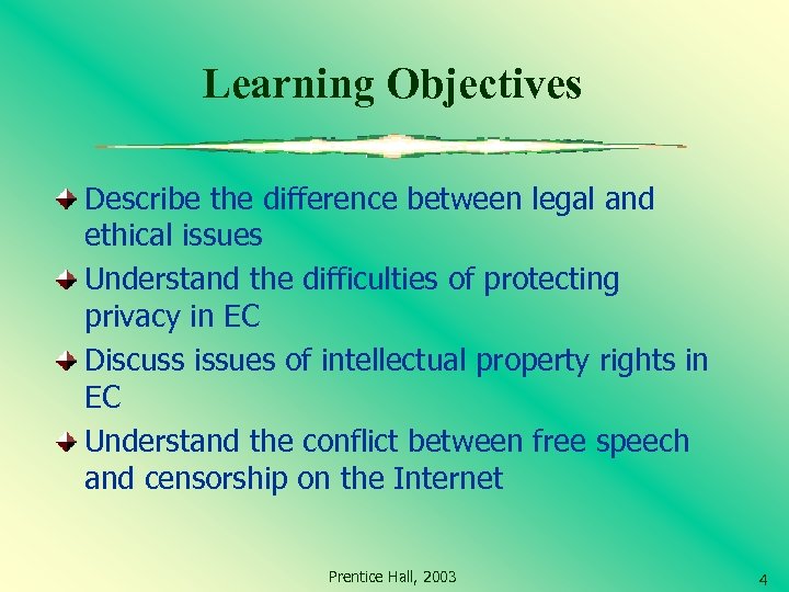 Learning Objectives Describe the difference between legal and ethical issues Understand the difficulties of