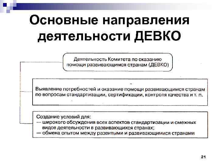 Основные направления деятельности ДЕВКО 21 