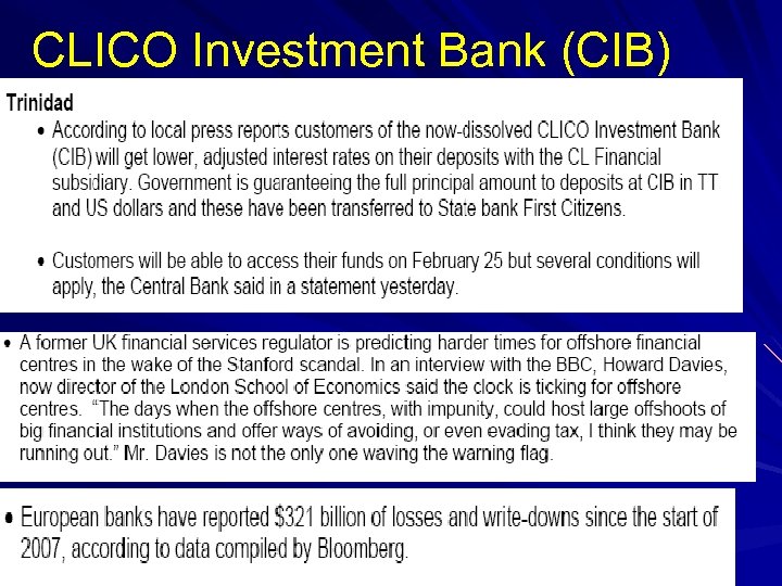CLICO Investment Bank (CIB) 