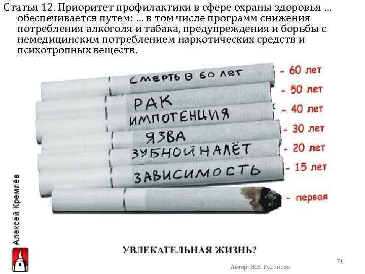 Статья 12. Приоритет профилактики в сфере охраны здоровья … обеспечивается путем: … в том