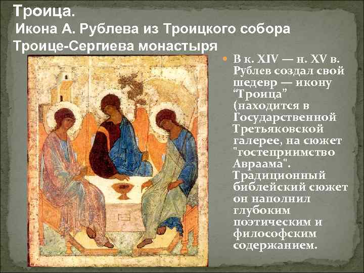 Иконы троицы фото и описание и значение