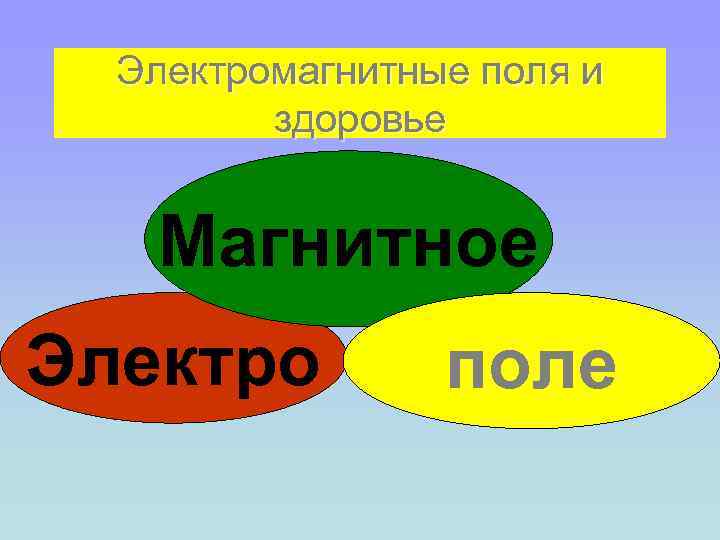 Электромагнитные поля и здоровье Магнитное Электро поле 