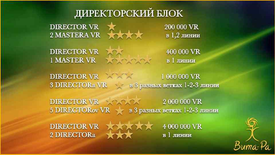 ДИРЕКТОРСКИЙ БЛОК DIRECTOR VR 2 МASTERA VR 200 000 VR в 1, 2 линии