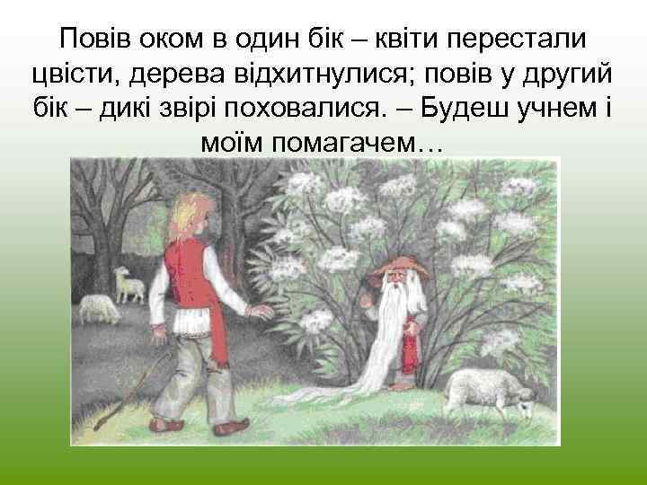 Повів оком в один бік – квіти перестали цвісти, дерева відхитнулися; повів у другий