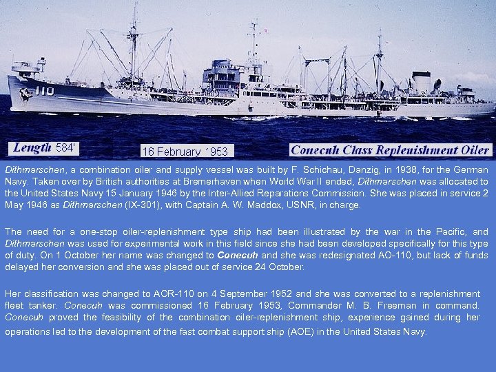 Dithmarschen, a combination oiler and supply vessel was built by F. Schichau, Danzig, in