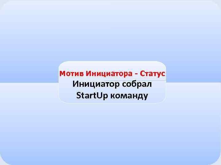 Мотив Инициатора - Статус Инициатор собрал Start. Up команду 