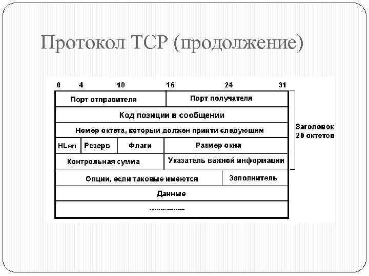 Протокол TCP (продолжение) 