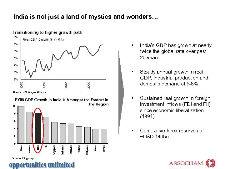 India is not just a land of mystics and wonders… • India’s GDP has