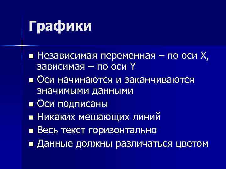 Графики Независимая переменная – по оси Х, зависимая – по оси Y n Оси