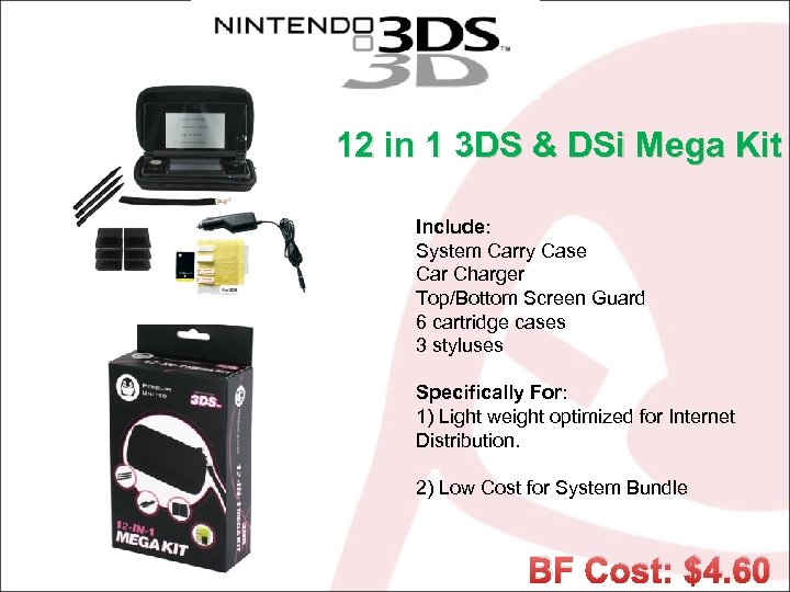 12 in 1 3 DS & DSi Mega Kit Include: System Carry Case Car