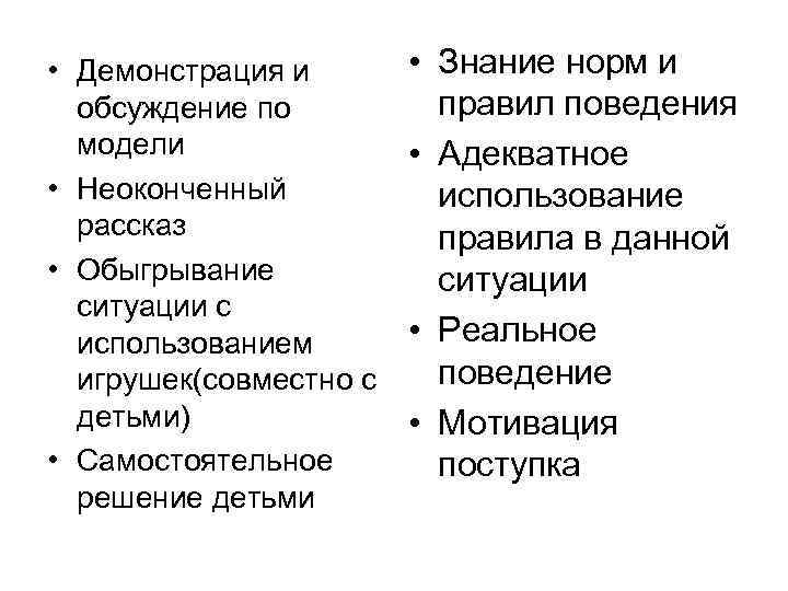  • Демонстрация и обсуждение по модели • Неоконченный рассказ • Обыгрывание ситуации с