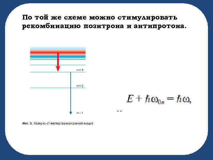 По той же схеме можно стимулировать рекомбинацию позитрона и антипротона. 