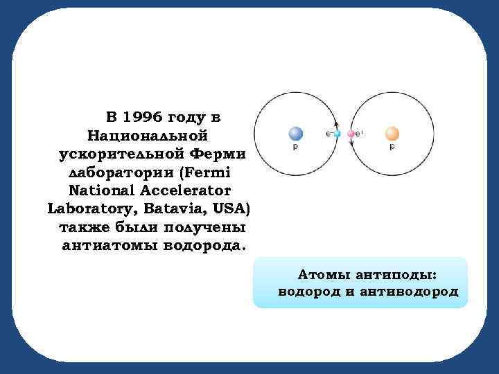 В 1996 году в Национальной ускорительной Ферми лаборатории (Fermi National Accelerator Laboratory, Batavia, USA)
