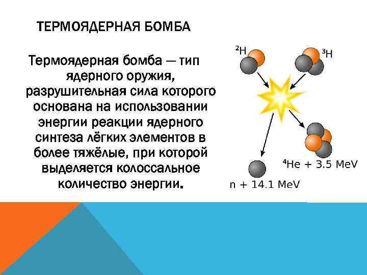 Разница водородной и атомной. Термоядерная бомба реакции синтеза. Водородная бомба ядерные реакции. Ядерная и термоядерная реакция различие. Термоядерная реакция в водородной бомбе.