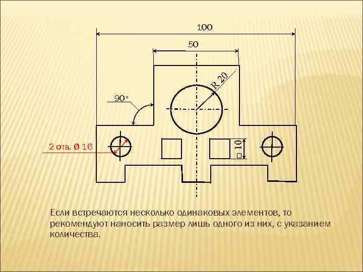 100 50 0 2 R 2 отв. Ø 16 □ 10 90° Если встречаются