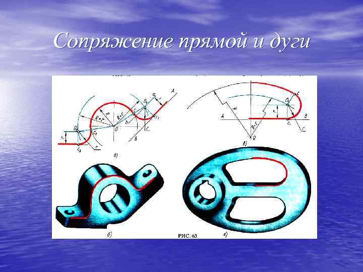 Сопряжение прямой и дуги 