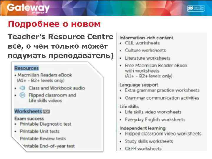 Подробнее о новом Teacher’s Resource Centre – все, о чем только может подумать преподаватель)