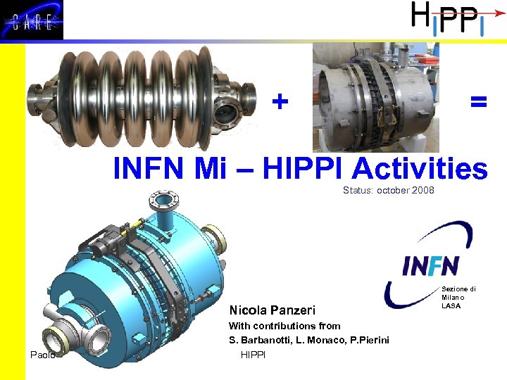 + = INFN Mi – HIPPI Activities Status: october 2008 Nicola Panzeri Paolo With