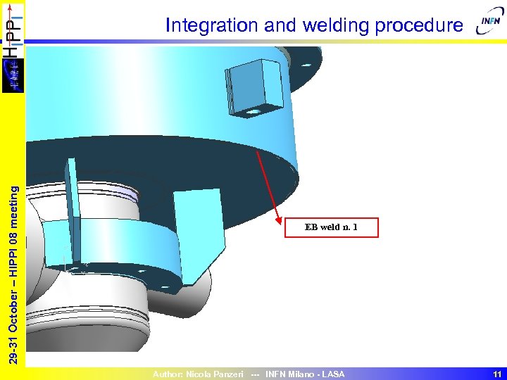 29 -31 October – HIPPI 08 meeting Integration and welding procedure EB weld n.