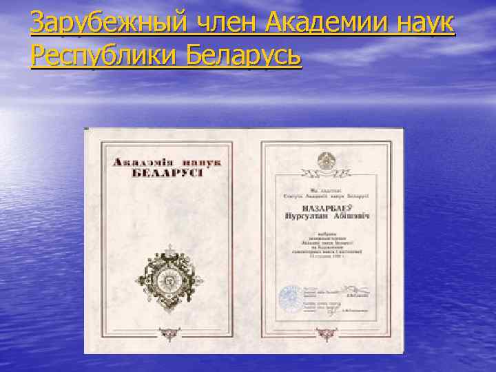 Зарубежный член Академии наук Республики Беларусь 