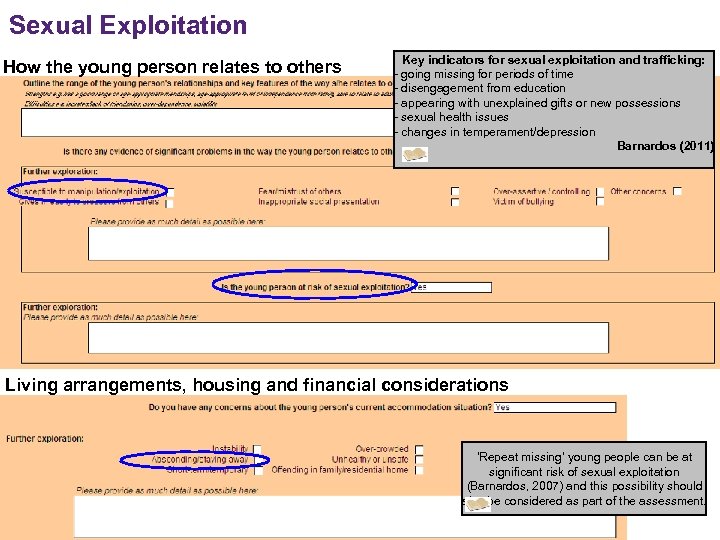 Sexual Exploitation How the young person relates to others Key indicators for sexual exploitation