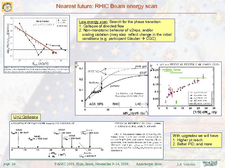 Nearest future: RHIC Beam energy scan Low energy scan: Search for the phase transition