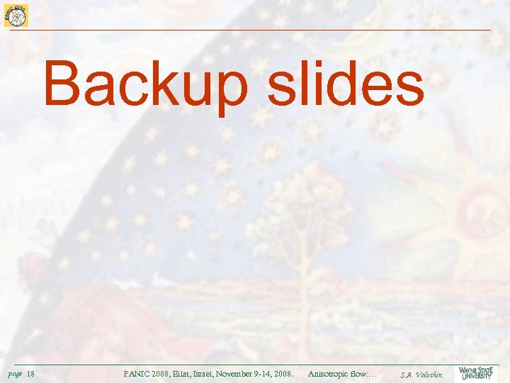 Backup slides page 18 PANIC 2008, Eilat, Israel, November 9 -14, 2008. Anisotropic flow: