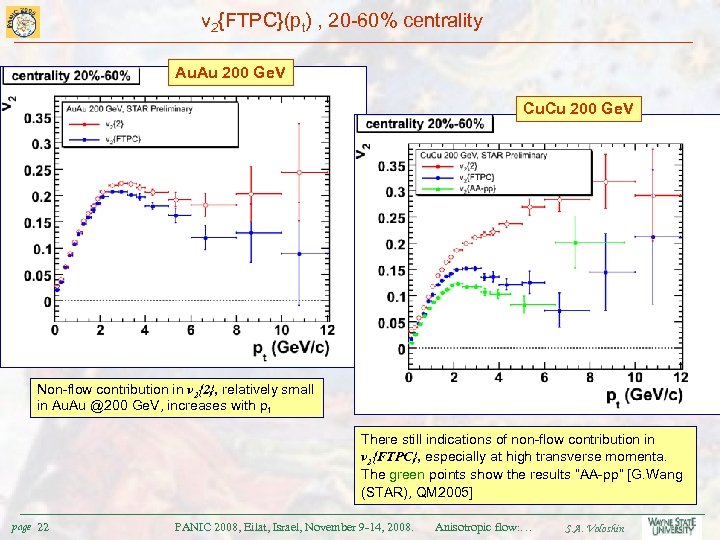 v 2{FTPC}(pt) , 20 -60% centrality Au. Au 200 Ge. V Cu. Cu 200