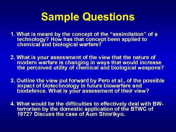 Sample Questions 1. What is meant by the concept of the “assimilation” of a