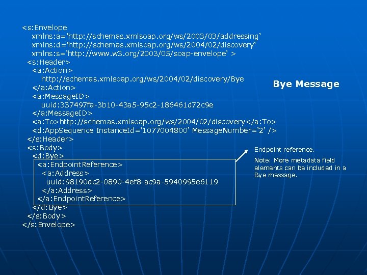  <s: Envelope xmlns: a='http: //schemas. xmlsoap. org/ws/2003/03/addressing' xmlns: d='http: //schemas. xmlsoap. org/ws/2004/02/discovery' xmlns: