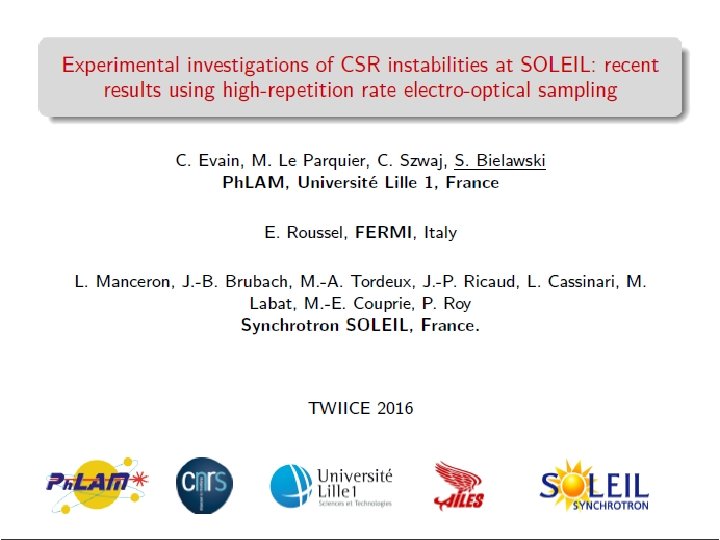 23 P. Kuske, TWIICE 2, 8 -10 February, 2016, The Cosener’s House, Abingdon, GB