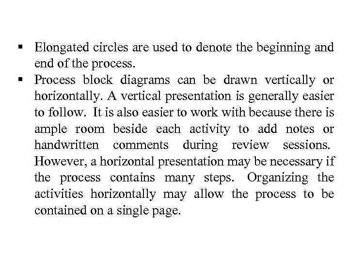 § Elongated circles are used to denote the beginning and end of the process.