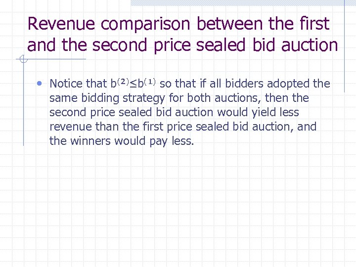 Revenue comparison between the first and the second price sealed bid auction • Notice