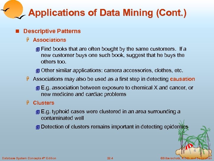 Applications of Data Mining (Cont. ) n Descriptive Patterns H Associations 4 Find books