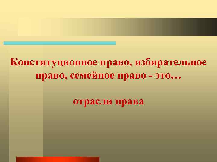 Конституционное право, избирательное право, семейное право - это… отрасли права 