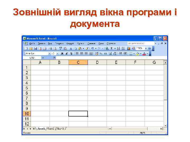 Зовнішній вигляд вікна програми і документа 