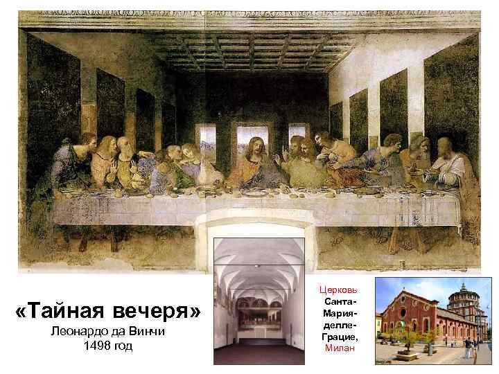  «Тайная вечеря» Леонардо да Винчи 1498 год Церковь Санта. Марияделле. Грацие, Милан 