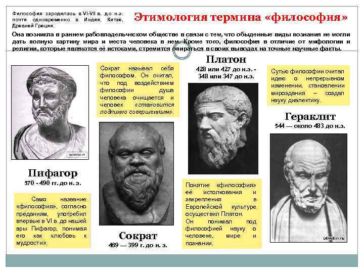 Философия зародилась в VI-VII в. до н. э. почти одновременно в Индии, Китае, Древней
