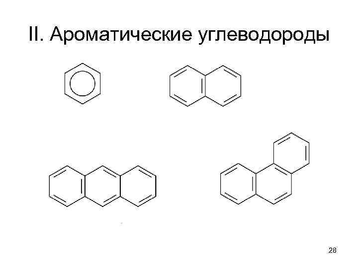 II. Ароматические углеводороды 28 